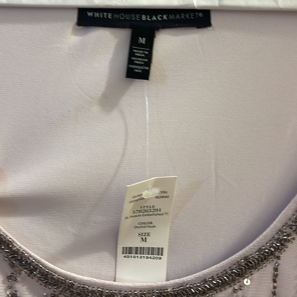 White House Black Market sleeveless sequin embellished shirt. Color Orchid Hush. - Picture 2 of 3